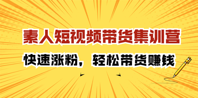 素人短视频带货集训营：快速涨粉，轻松带货赚钱-万众网