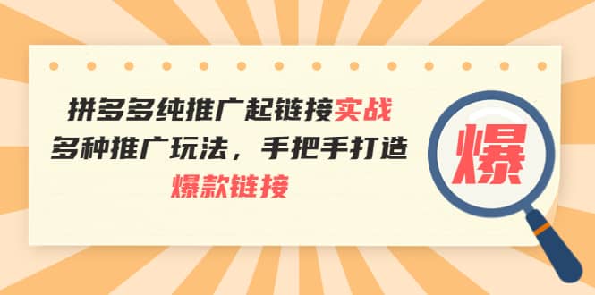 拼多多纯推广起链接实战：多种推广玩法，手把手打造爆款链接-万众网