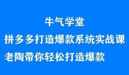 牛气学堂拼多多打造爆款系统实战课，老陶带你轻松打造爆款-万众网