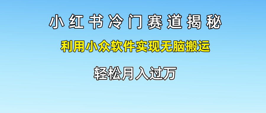 小红书冷门赛道揭秘,轻松月入过万，利用小众软件实现无脑搬运，-万众网