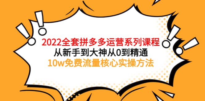 2022全套拼多多运营课程，从新手到大神从0到精通，10w免费流量核心实操方法-万众网