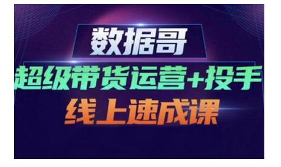 数据哥·超级带货运营+投手线上速成课，快速提升运营和熟悉学会投手技巧-万众网