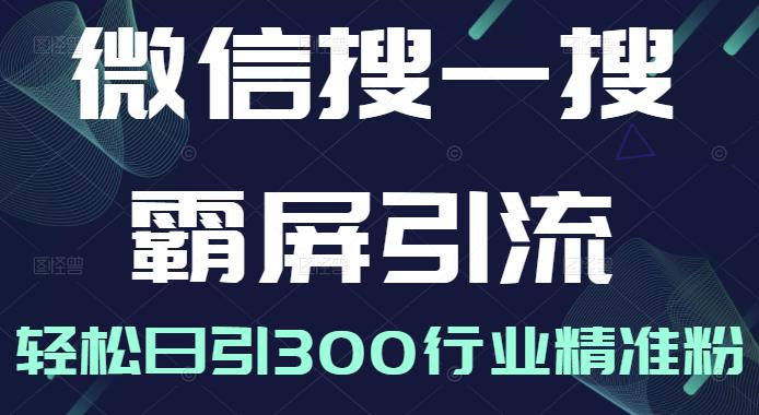 微信搜一搜霸屏引流课，打造被动精准引流系统，轻松日引300行业精准粉【无水印】-万众网