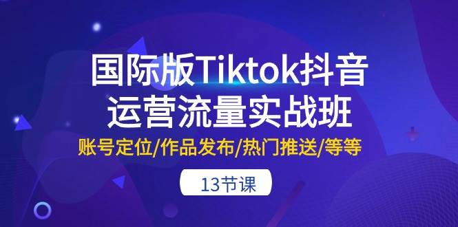 国际版Tiktok抖音运营流量实战班：账号定位/作品发布/热门推送/等等-13节-万众网