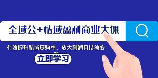 全域公+私域盈利商业大课，有效提升私域复购率，放大利润且持续变现-万众网