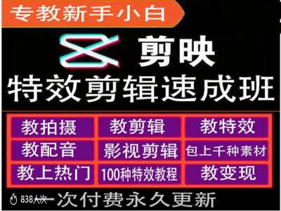 剪映特效教程和运营变现教程，特效剪辑速成班，专教新手小白-万众网