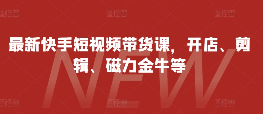 最新快手短视频带货课，开店、剪辑、磁力金牛等-万众网