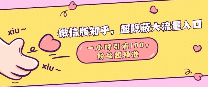 微信版知乎，超隐蔽流量入口1小时引流100人，粉丝质量超高-万众网