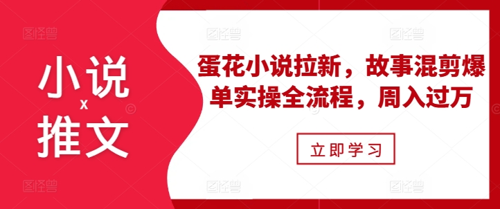 小说推文之蛋花小说拉新，故事混剪爆单实操全流程，周入过万-万众网