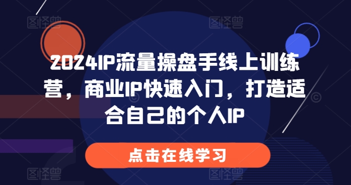 2024IP流量操盘手线上训练营，商业IP快速入门，打造适合自己的个人IP-万众网