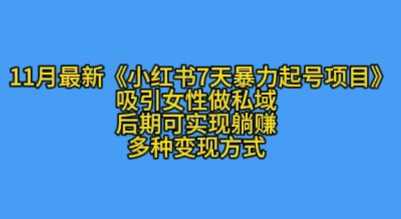 K总部落11月最新小红书7天暴力起号项目，吸引女性做私域-万众网