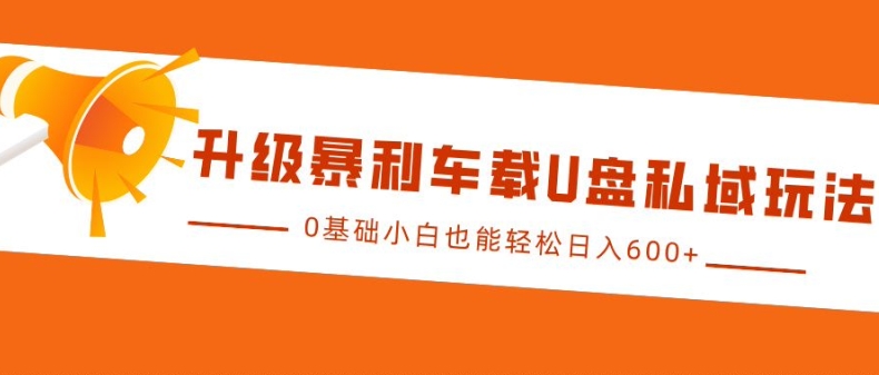 升级暴利车载U盘私域玩法，0基础小白也能轻松日入多张-万众网