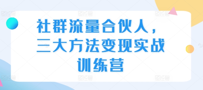 社群流量合伙人，三大方法变现实战训练营-万众网