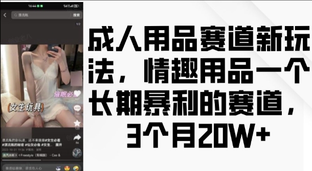 成人用品赛道新玩法，情趣用品一个长期暴利的赛道，3个月收益20个-万众网